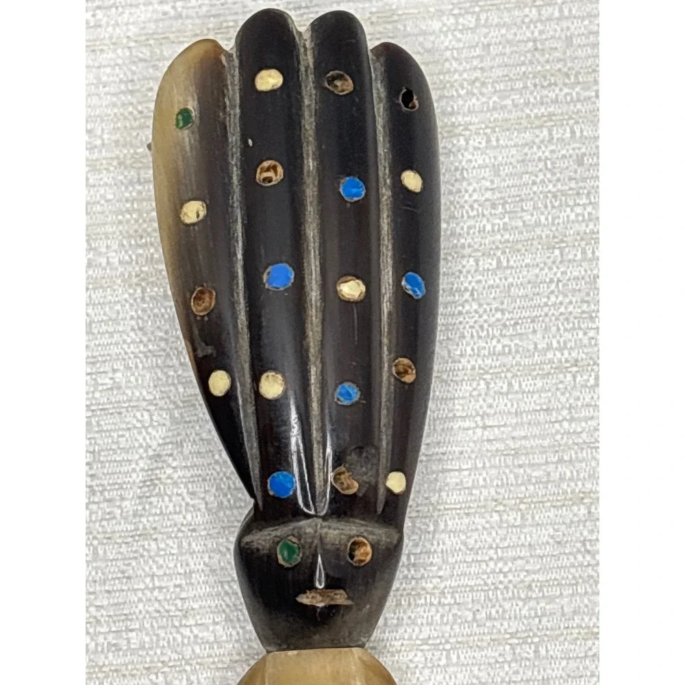 Vintage Tribal Horn Handle Dagger‎ Knife with Leather Sheath Collectible